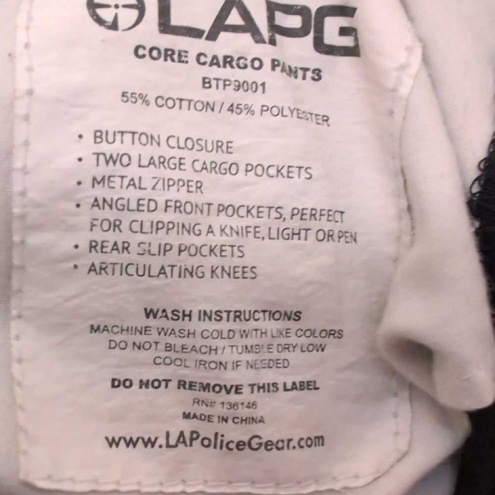 LAPG Men's Black Cargo Pants Size 34 - Picture 2 of 6
